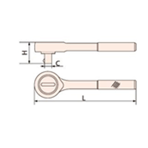 C：1/2”　　L：245mm　　H：43mm