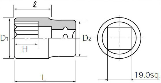 D1：63mm、D2：44mm、H：35mm、L：70mm、l：49mm