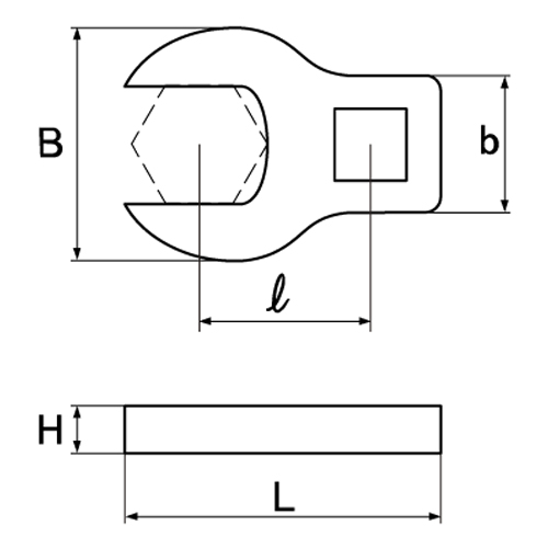 B：46mm　　b：26mm　　H：12mm\nl：38mm　　L：64mm