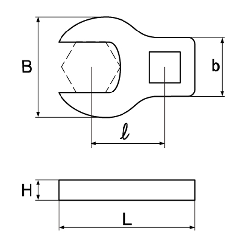 B：16mm　　b：12.7mm　　H：6mm\nl：12mm　　L：22mm