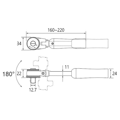 D：34mm、T：22mm、t1：11mm、t2：24mm