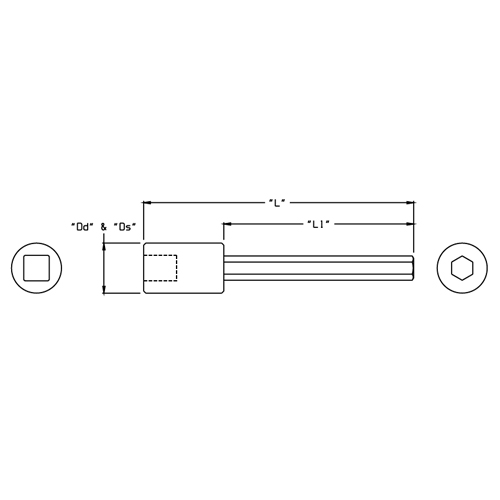 L：158mm　　L1：128.3mm\nDS：19mm