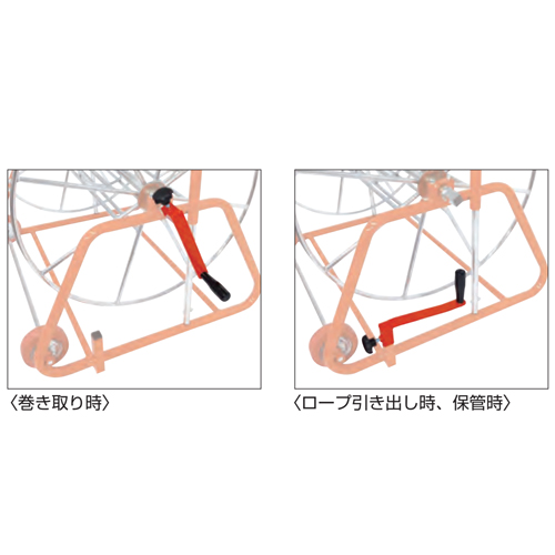 ロープを引き出す時は、ハンドルを外してください。\n共回りして危険です。