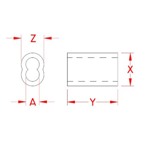 A:1.5mm、X:6.35mm、Y:9.3mm、Z:4.3mm