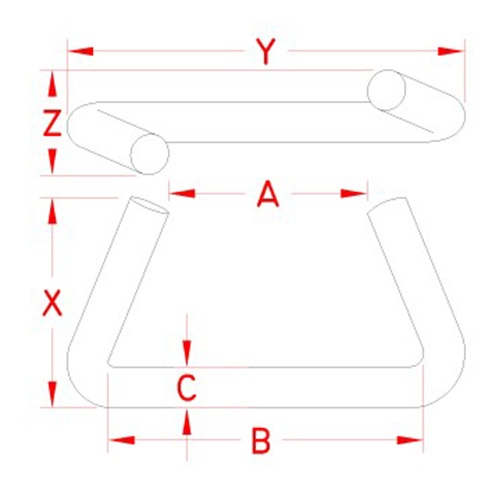 A：7.9mm、B：15.8mm、C：2.0mm、X：10.9mm、Y：19.3mm、Z：3.8mm