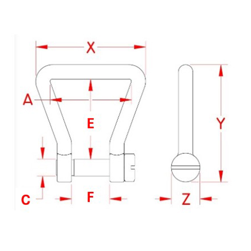 A:25.4mm、C:4.83mm、E:28.96mm、F:8.38mm、X:35.31mm、Y:39.37mm、Z:8.38mm