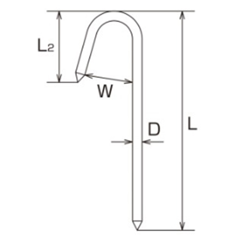 D：6㎜　　　L：200㎜\nL2：40㎜　　　W：20㎜