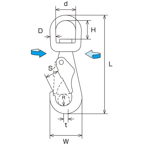 D：3㎜　　　L：57㎜　　　W：18㎜\nS：6㎜　　　R：2.5㎜　　　H：10㎜\nｄ：11㎜　　　ｔ：3㎜