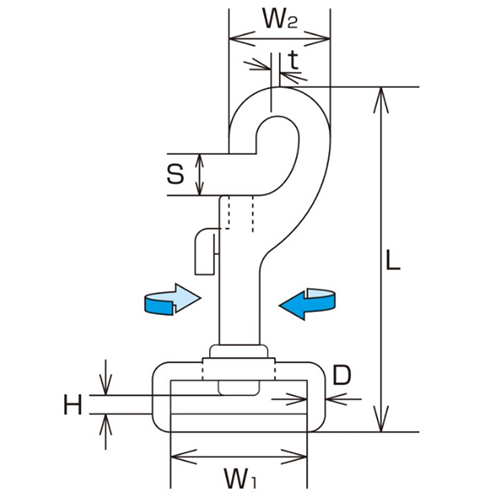 D：4㎜　　　L：60㎜　　　W1：21㎜\nW2：17㎜　　　S：6㎜\nH：5㎜　　　ｔ：4㎜