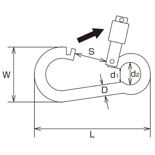 D：6㎜　　　L：63㎜　　　W：30㎜\nｄ1：7㎜　　　ｄ2：9.5㎜　　　Ｓ：16㎜