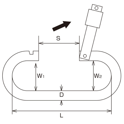 D：6㎜　　　L：66㎜　　　W1：15.5㎜\nW2：18㎜　　　S：15㎜