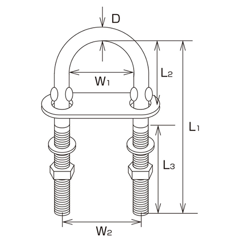 D：8㎜　　　L1：92㎜　　　L2：32㎜\nL3：50㎜　　　W1：27㎜　　　W2：35㎜\n捻径：M-8