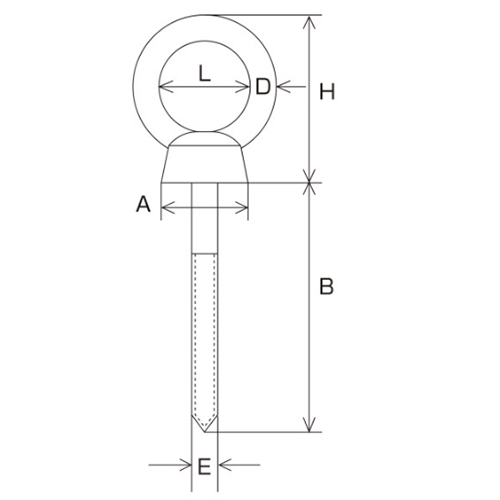 D:5mm　　　L：16㎜　　　H：28㎜\nB：50㎜　　　E：6㎜　　　A：12㎜