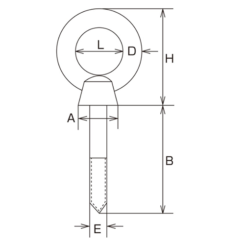 D：5㎜　　　L：16㎜　　　H：28㎜\nB：30㎜　　　E：6㎜　　　A：12㎜