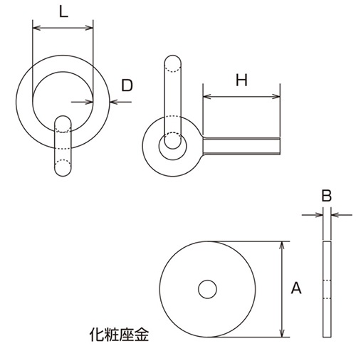 D:9mm　　　L：30㎜　　　H：49㎜\nA：50㎜　　　B：4㎜\n捻径：W-3/8　　　ドリル径：18㎜