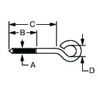 A：3.9mm、B：16mm、C：19mm、D：11.1mm