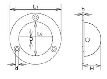 サイズ(mm)\nD：4、L1：60、L2：39、H：22、h：0.8、d：4