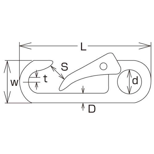 D：5.5㎜　　　L：65㎜　　　W：21㎜\nS：7㎜　　　ｄ：10㎜　　　ｔ：4.5㎜