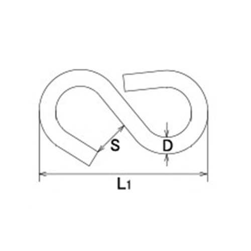 サイズ（mm）\nD：5、L1：52、S：11