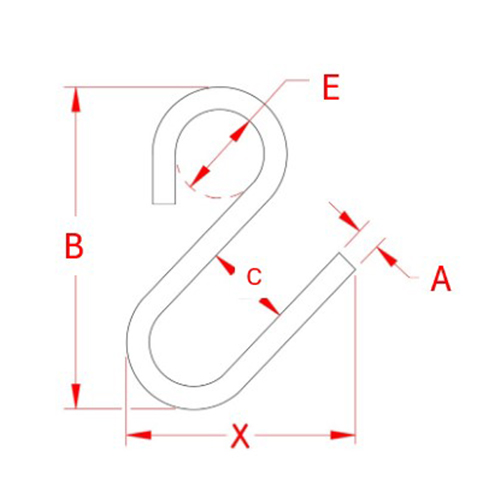 A:6.3mm、B:54.6mm、C:10.6mm、D:8.8mm、E:8.9mm、X:35.0mm
