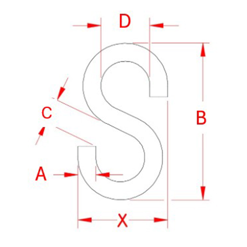 A：6.3mm、B：58.4mm、C：8.1mm、D：17.7mm、X:35.5mm