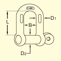 D1:6.4mm、D2:7.9mm、B:11.7mm、L:22.1mm