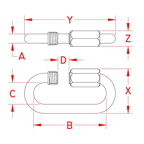 A:9.5mm、B:70.6mm、C:19.8mm、D:13.2mm、X:44.7mm、Y:89.6mm、Z:16.7mm