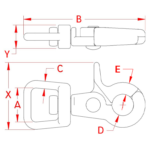 A：15.8mm　　B：62.2mm　　C：5.8mm\nD：10.9mm　　E：6.7mm\nX：32.2mm　　Y：11.6mm
