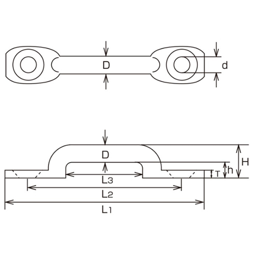 D：8㎜　　　L1：85㎜　　　L2：68㎜\nL3：27㎜　　　H：17㎜　　　ｈ：9㎜\nＴ：4㎜　　　ｄ：6.5㎜