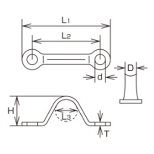 D：5㎜　　　L1：44㎜　　　L2：34㎜\nL3：12㎜　　　H：16㎜\nｄ：4.8㎜　　　Ｔ：1.4㎜