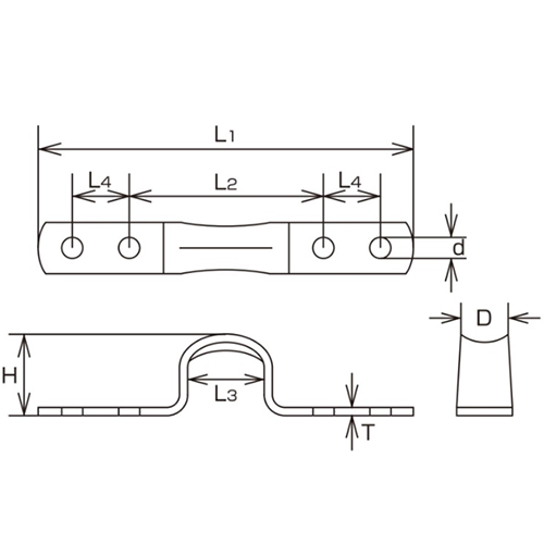 D：10㎜　　　L1：79㎜　　　L2：42㎜\nL3：17㎜　　　L4：12㎜　　　H：18㎜\nｄ：4.5㎜　　　Ｔ：1.2㎜