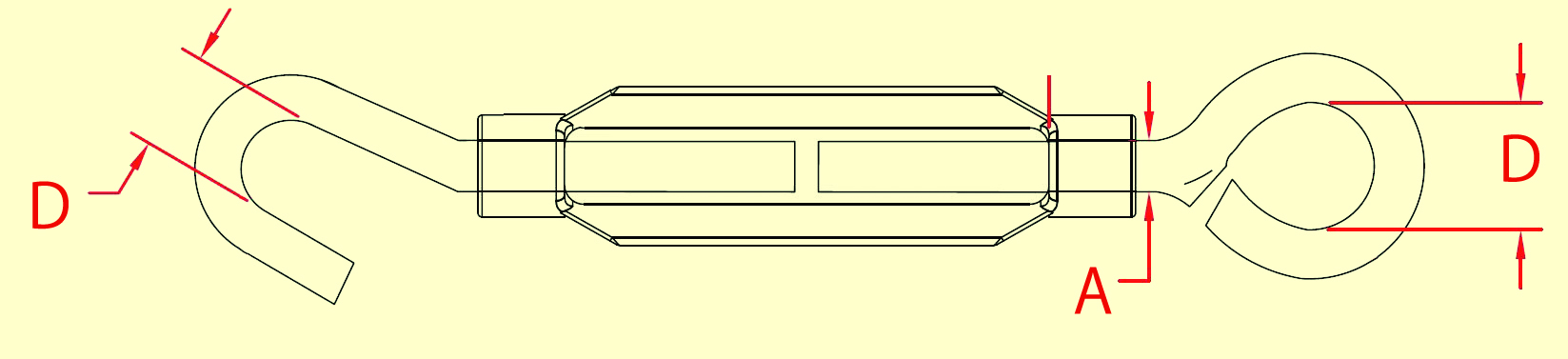 サイズ(mm)\nA：9.5、フックD：15.2、アイD：16.0