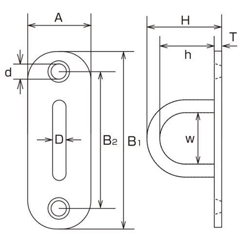 D：9㎜　　　A：32㎜　　　B1：100㎜\nB2：73㎜　　　H：38㎜　　　ｈ：26㎜\nＷ：25㎜　　　ｄ：6.2㎜　　　Ｔ：3㎜