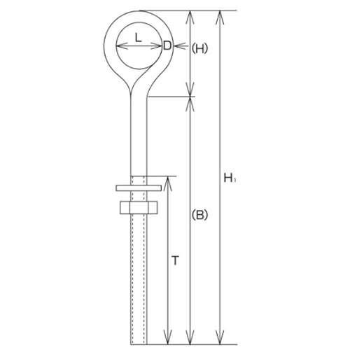 D：5.2㎜　　　L：16㎜　　　H1：150㎜\n(H)：30㎜　　　(B)：120㎜　　　T：75㎜\n捻径：M-6