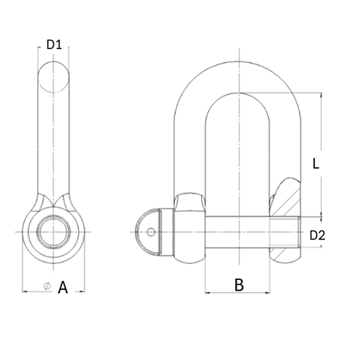 サイズ（mm）\nD1：5、D2：5、B：10、L：20