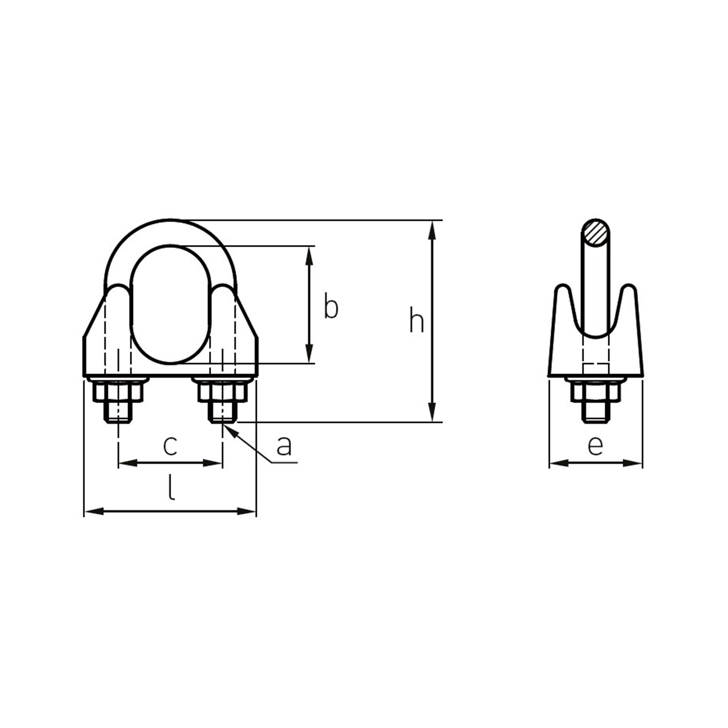a:M12、b:(最小)7mm・(最大)33mm、c:28mm、l:53mm、h:65mm、e:39mm