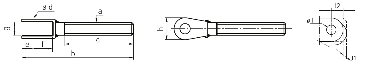 a:M8、b:86mm、c:57mm、e:7mm、f:13mm、g:10mm、h:14.5mm、φd:6mm、L1:8mm、L2:10mm、φl:6.5mm