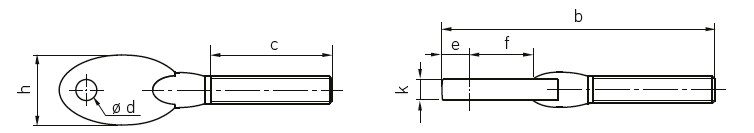 a：M6、b：78mm、c：32mm、φd：6mm、e：8mm、f：19mm、h：20mm、k：6mm