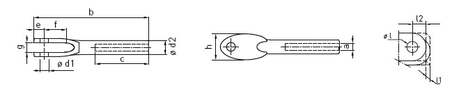 a：M8、b：78mm、c：40mm、φd1：6mm、φd2：10mm、e：7.5mm、f：14mm、g：6.5mm、h：20mm