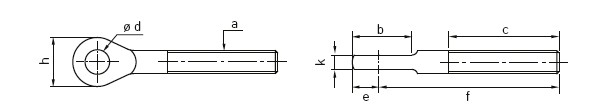 a：M5、b：14mm、c：41mm、φd：5.5mm、e：6mm、f：63mm、h：12mm、k：3mm