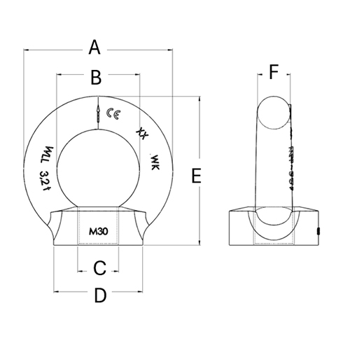 d1：M6、d2：20mm、d3：36mm、d4：20mm、h：36mm、k：8mm