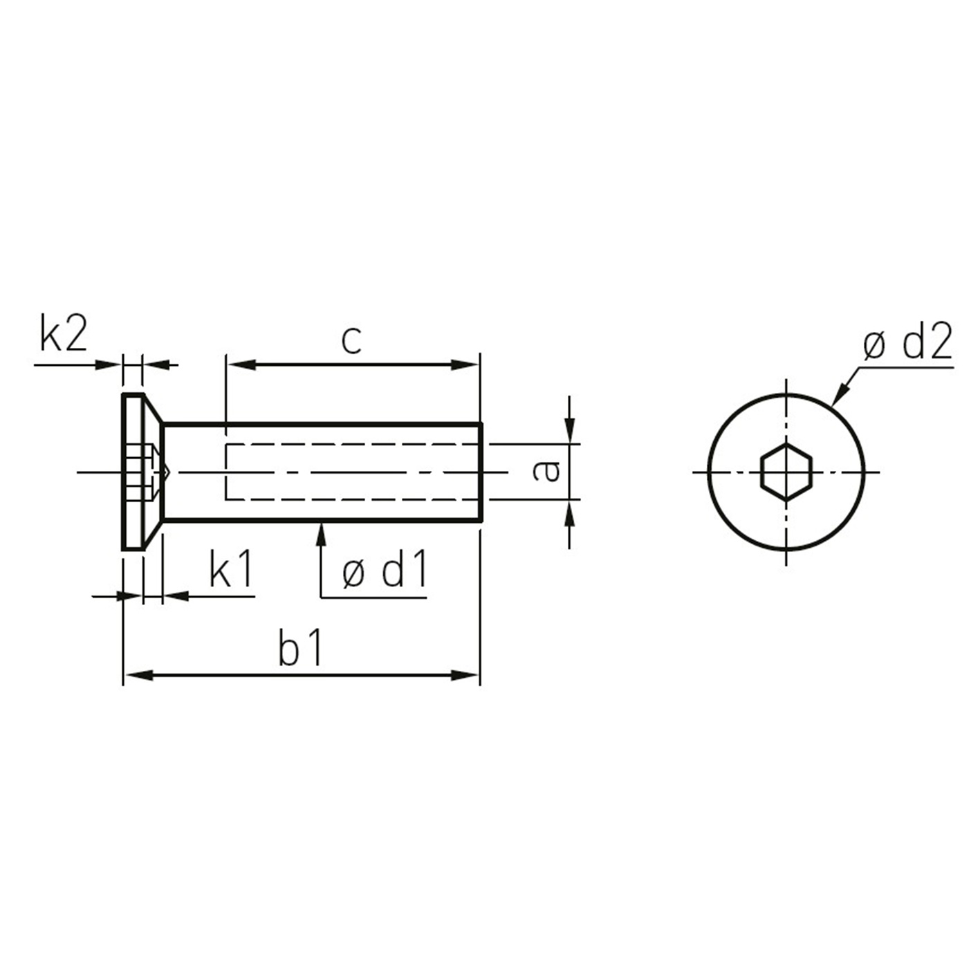 a:M4、b1:30.2mm、c:15mm、k1:2.2mm、k2:2mm、φd1:6mm、φd2:10.4mm