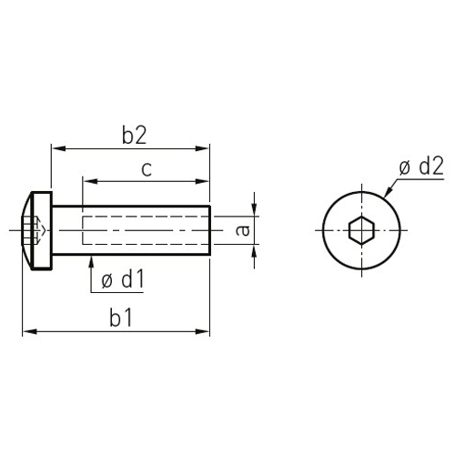a:M4、b1:29mm、b2:25mm、c:15mm、φd1:6mm、φd2:10mm