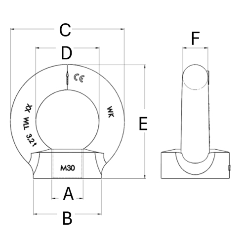 d1：M6、d2：20mm、d3：36mm、d4：20mm、h：36mm、k：8mm