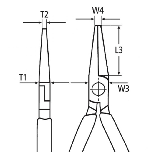 T1：9.5mm、W4：3.0mm、T2：5.0mm、L3：46.5mm、W3：16.5mm