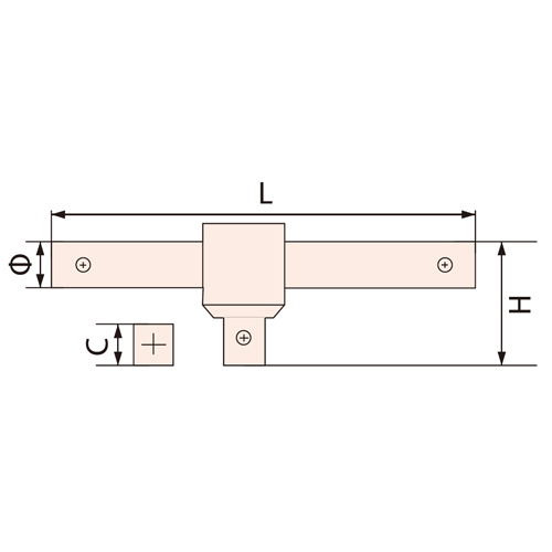 C：1/2”　　L：250mm　　φ：13mm\nH：39mm