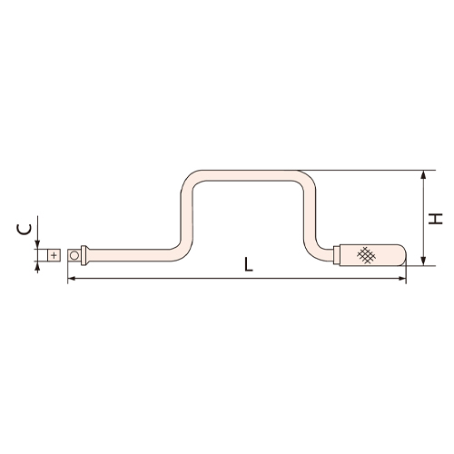 C：1/2”　　L：390mm　　H：96mm