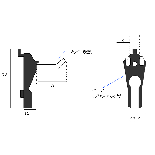 A：30mm\nB：11mm\n線径：4.5mm\n