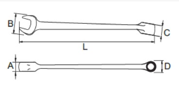A：23.1mm　　B：120mm　　C：28mm　　D：87mm　　L：692mm