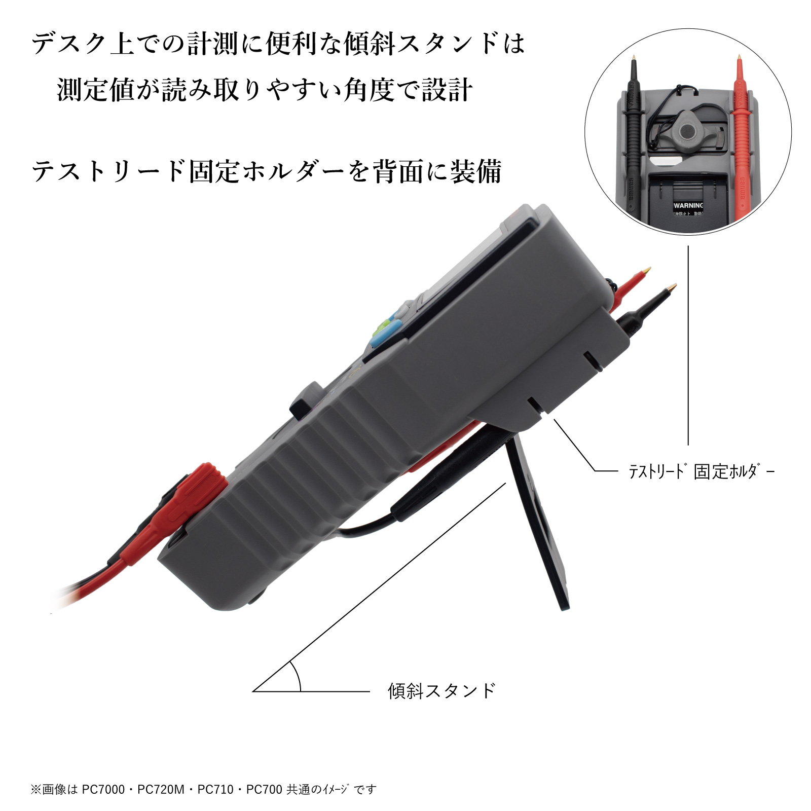 傾斜スタンドと固定ホルダの説明